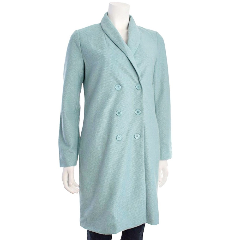 Anthro | Tulle Double Breasted Tweed Long Coat